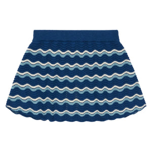 FUB - Merinos Yünü "Waves" Pointelle Etek | Mavi