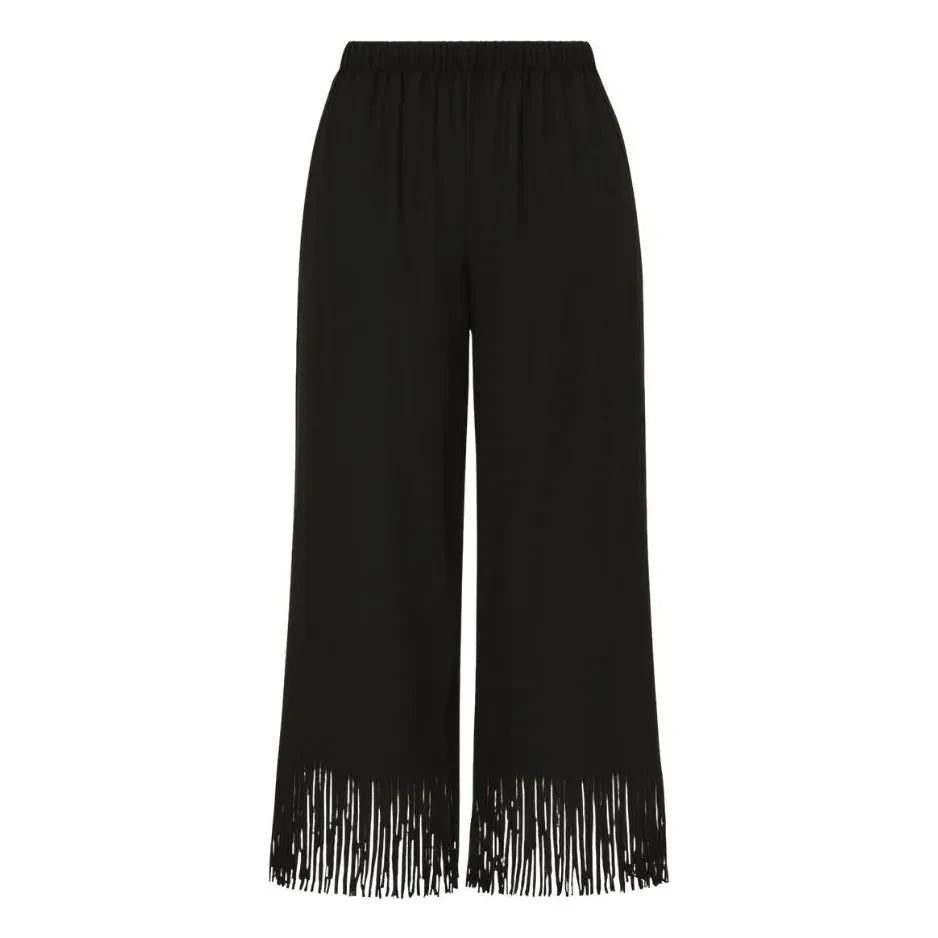 Vanessa Sposi - Pantalones con borlas de lino | Negro