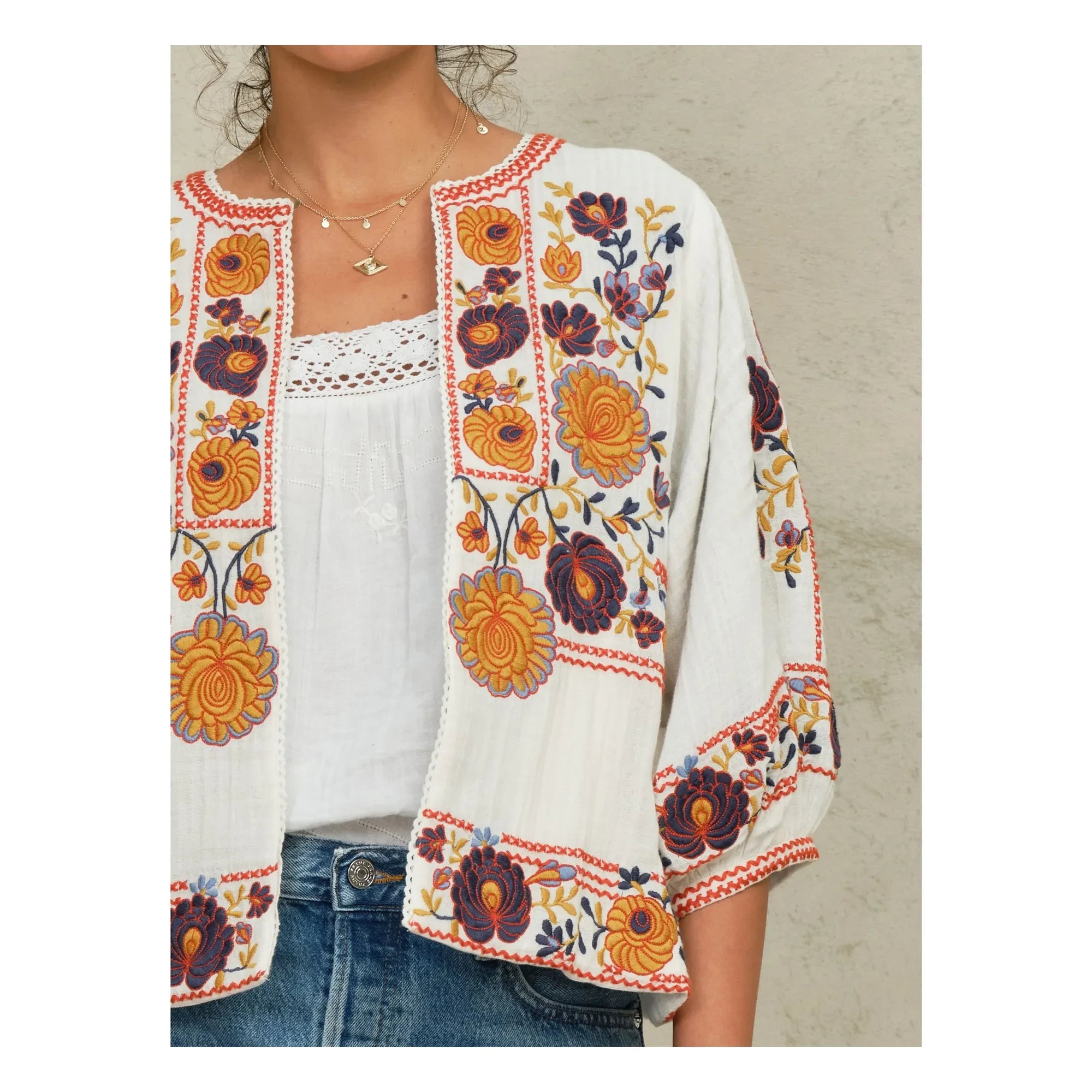 M.A.B.E. - Chaqueta bordada de algodón Greta | Naranja
