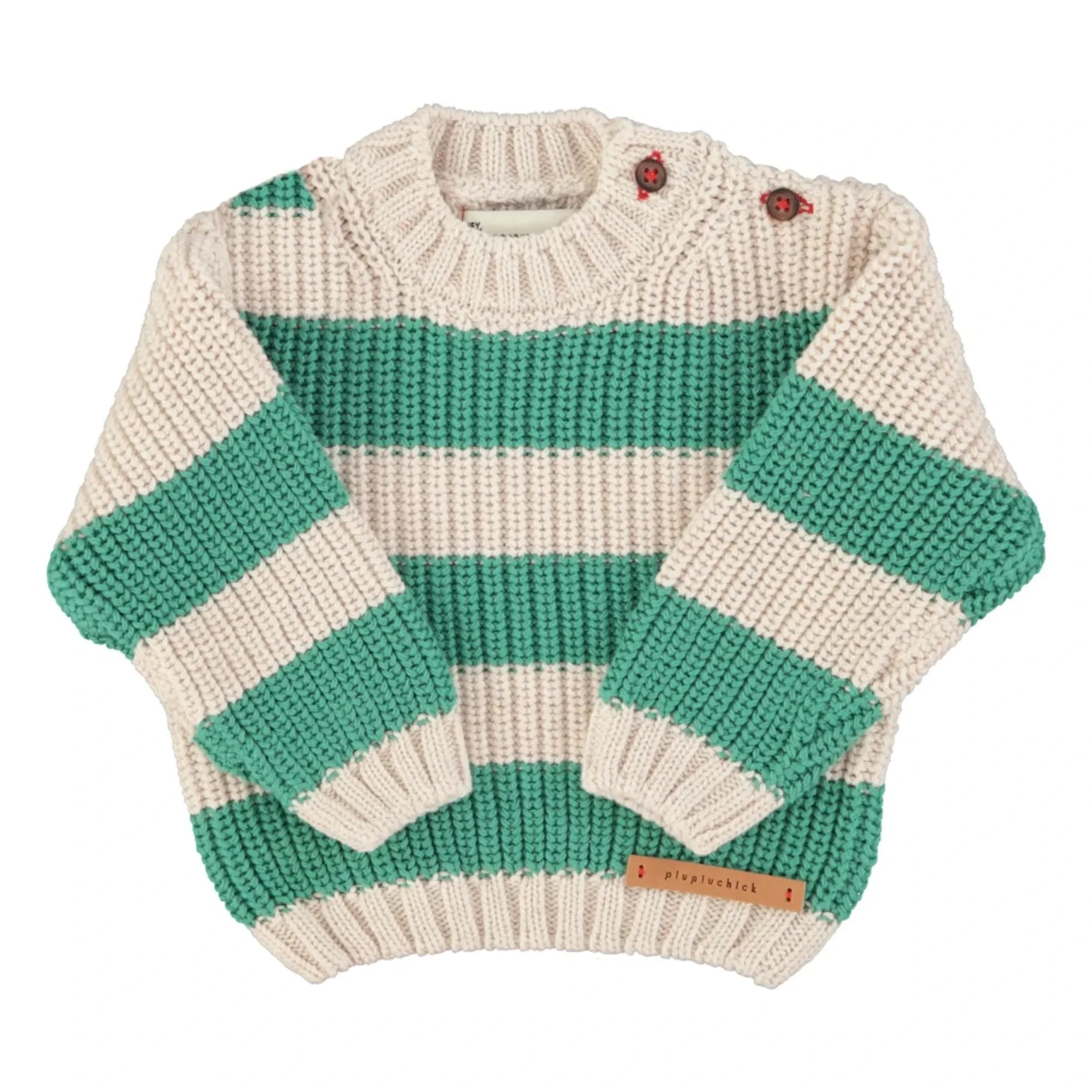 Piupiuchick - Jersey de algodón orgánico a rayas | Verde