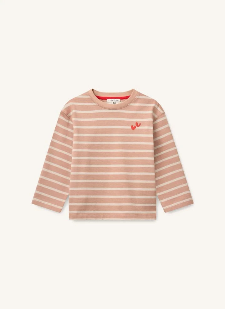 Liewood - Tyler Camiseta de Algodón Orgánico a Rayas | Rosa Pálido