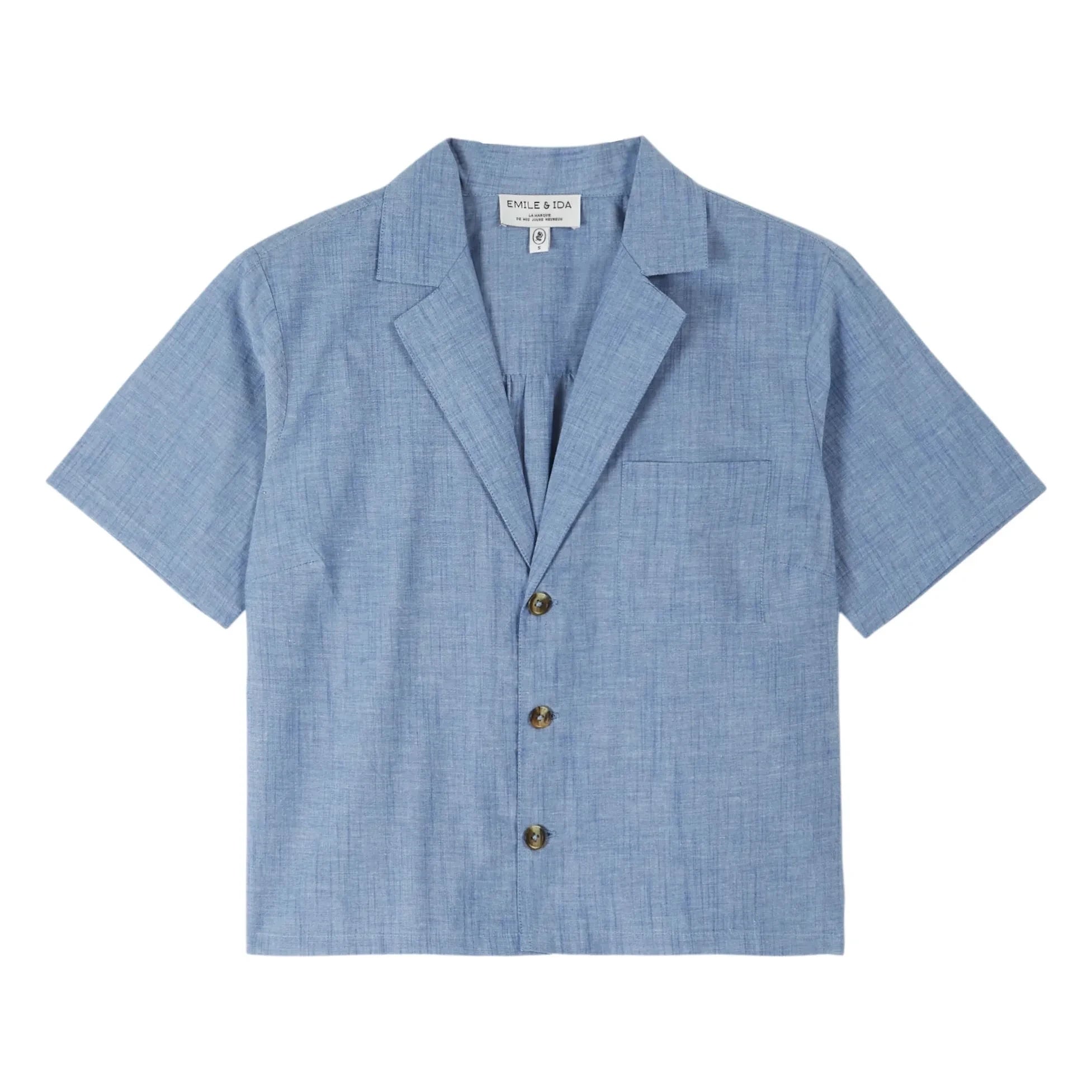 Emile et Ida - Blusa de cambray de algodón azul
