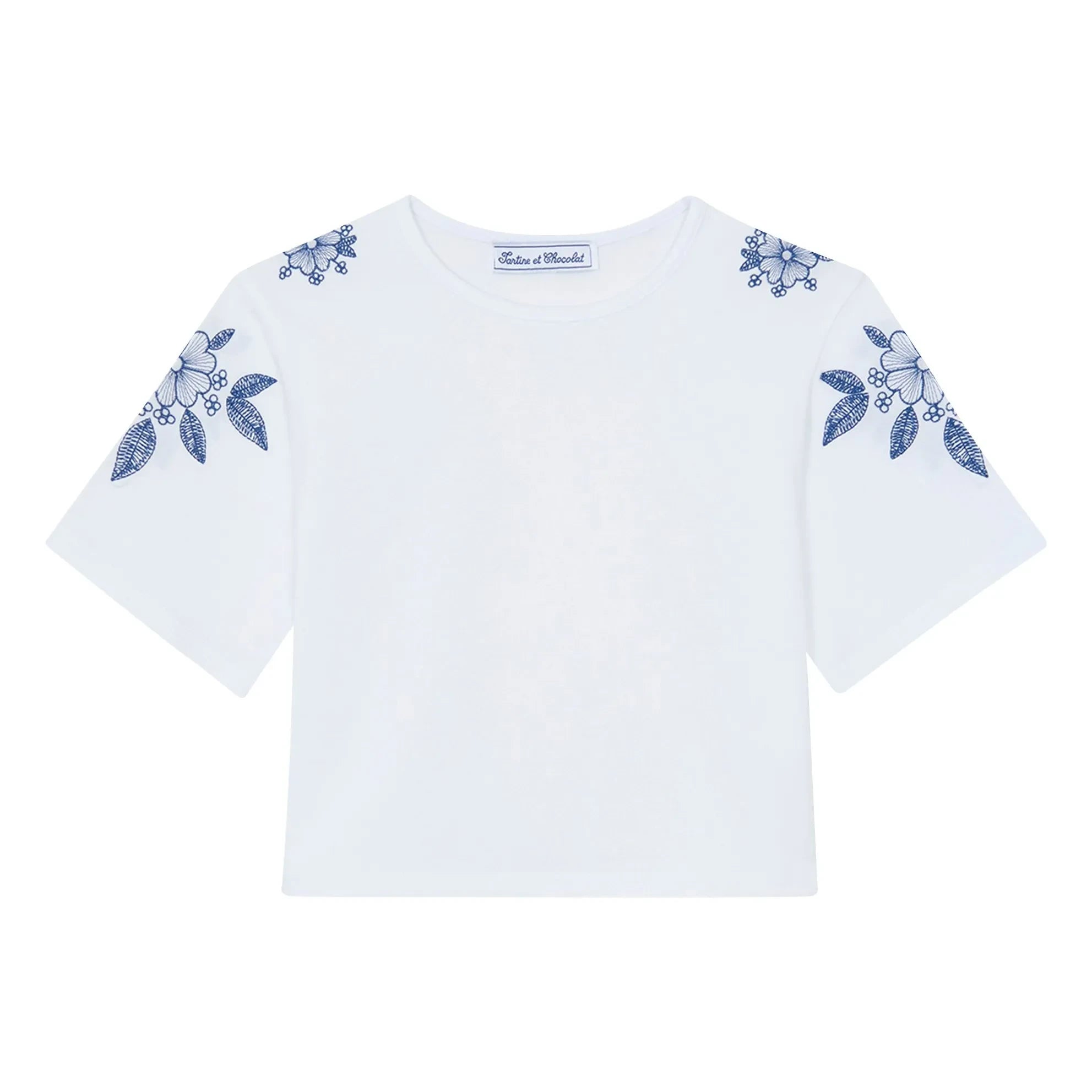 Tartine et Chocolat - Camiseta bordada con flores | Blanco