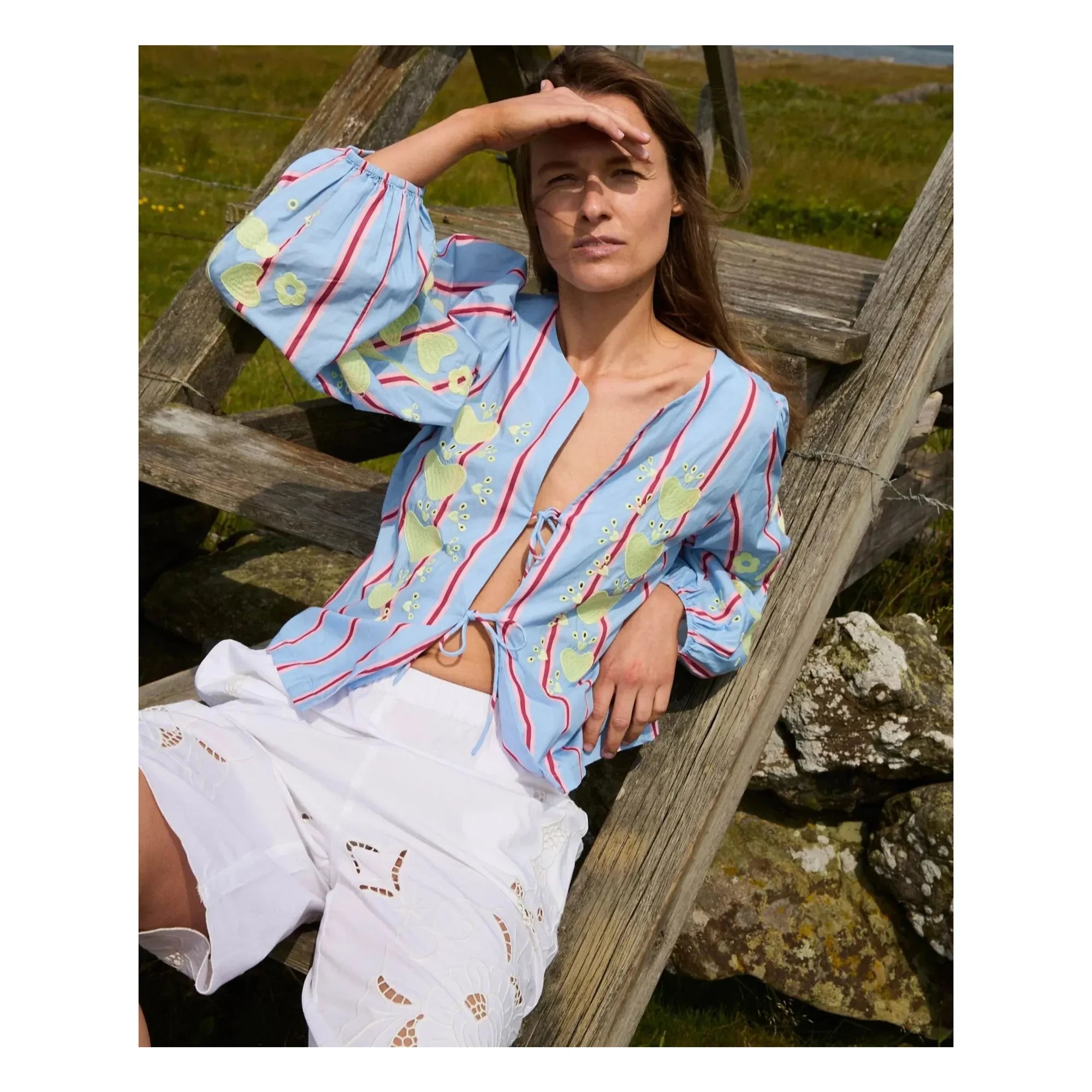 SISSEL EDELBO - Blusa Elisabeth de algodón orgánico | Azul