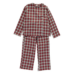 Risu Risu - Pijama Lao de cuadros de algodón orgánico | Rojo