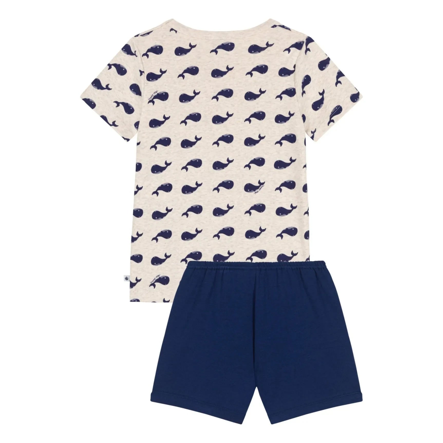 Petit Bateau - Pijama con pantalón corto y estampado de ballenas | Beige jaspeado