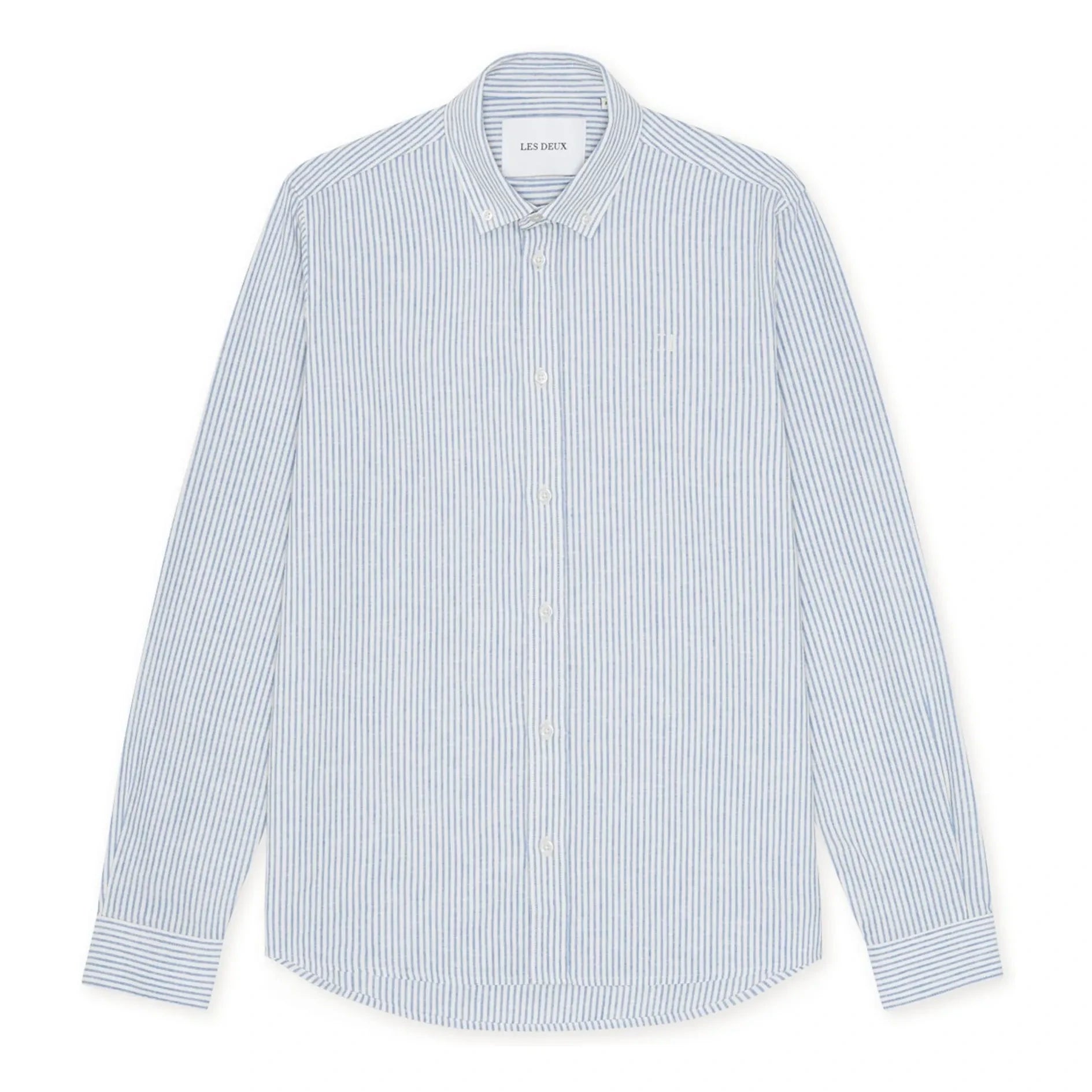 Les Deux - Camisa a rayas Konrad Lino | Azul celeste