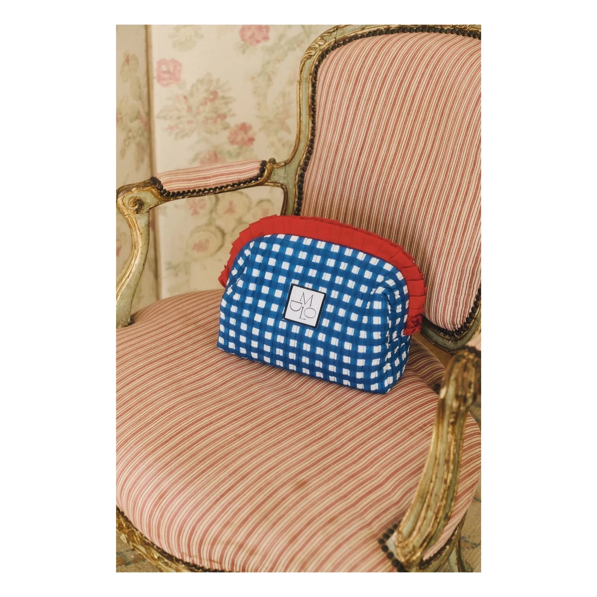 Maria de la Orden - Bolso clutch de algodón Carreaux Amy | Azul