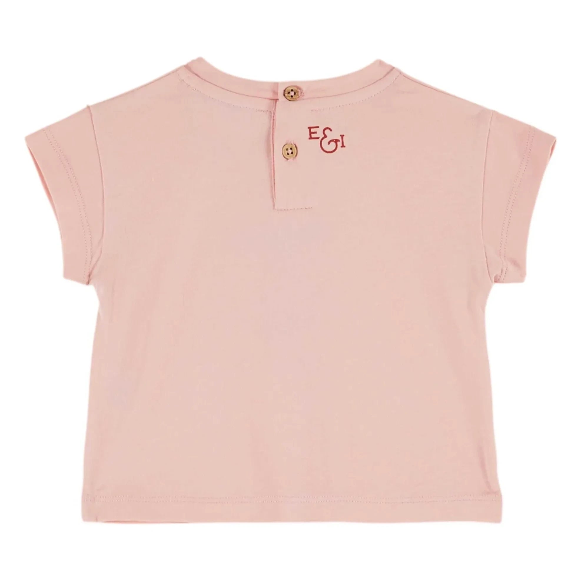 Emile et Ida - Camiseta rosa lisa de algodón orgánico con fruta