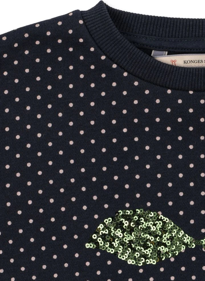 Konges Sløjd - Lou Polka Dot Organik Pamuklu Sweatshirt | Lacivert
