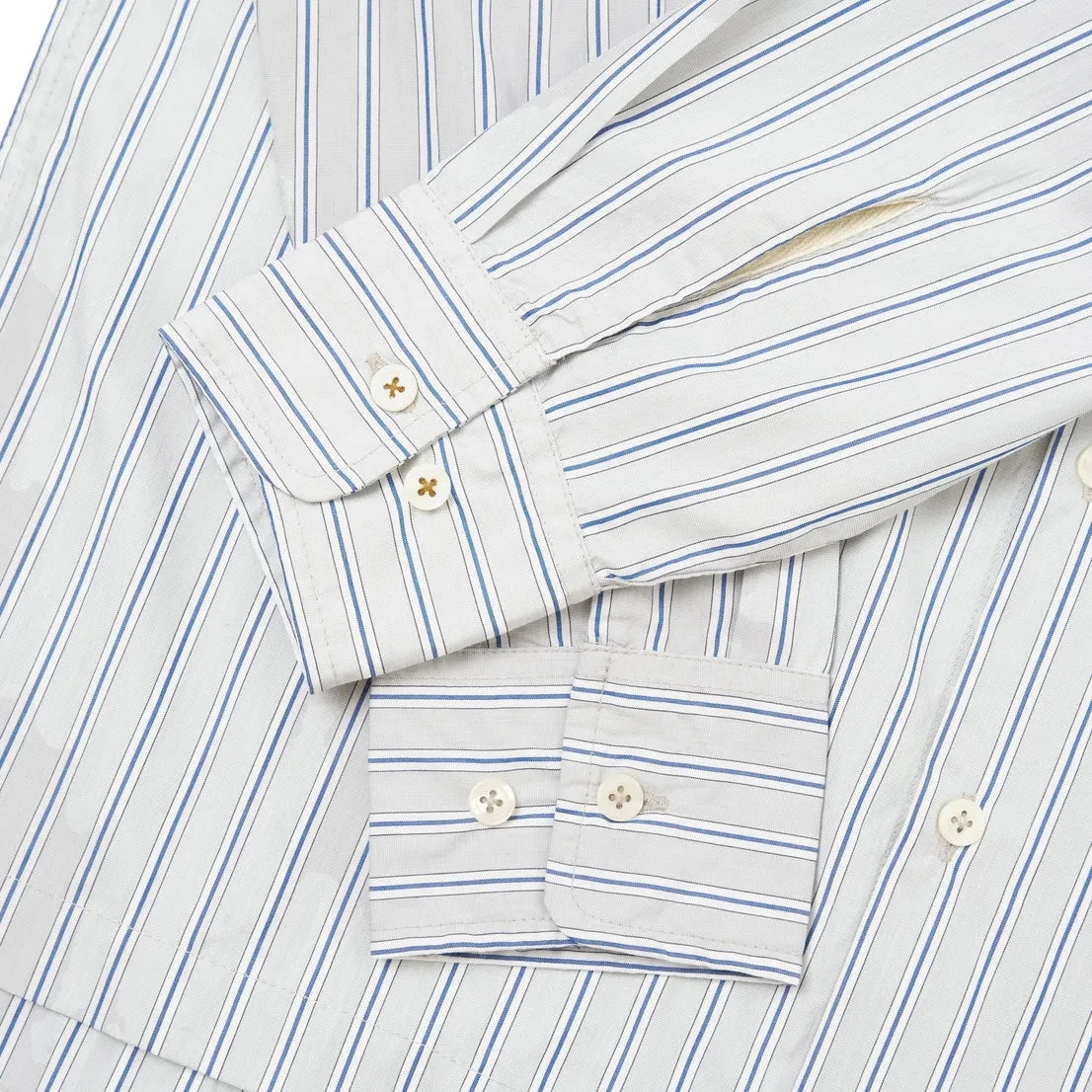 Universal Works - Lucky Çizgili Pamuklu Gömlek | Açık Gri