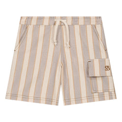 Studio Bohème - Bermuda cargo de algodón orgánico a rayas | Azul claro