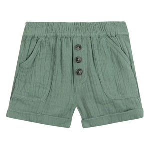 Tartine et Chocolat - Pantalones Cortos de Gasa Abotonados de Algodón | Caqui