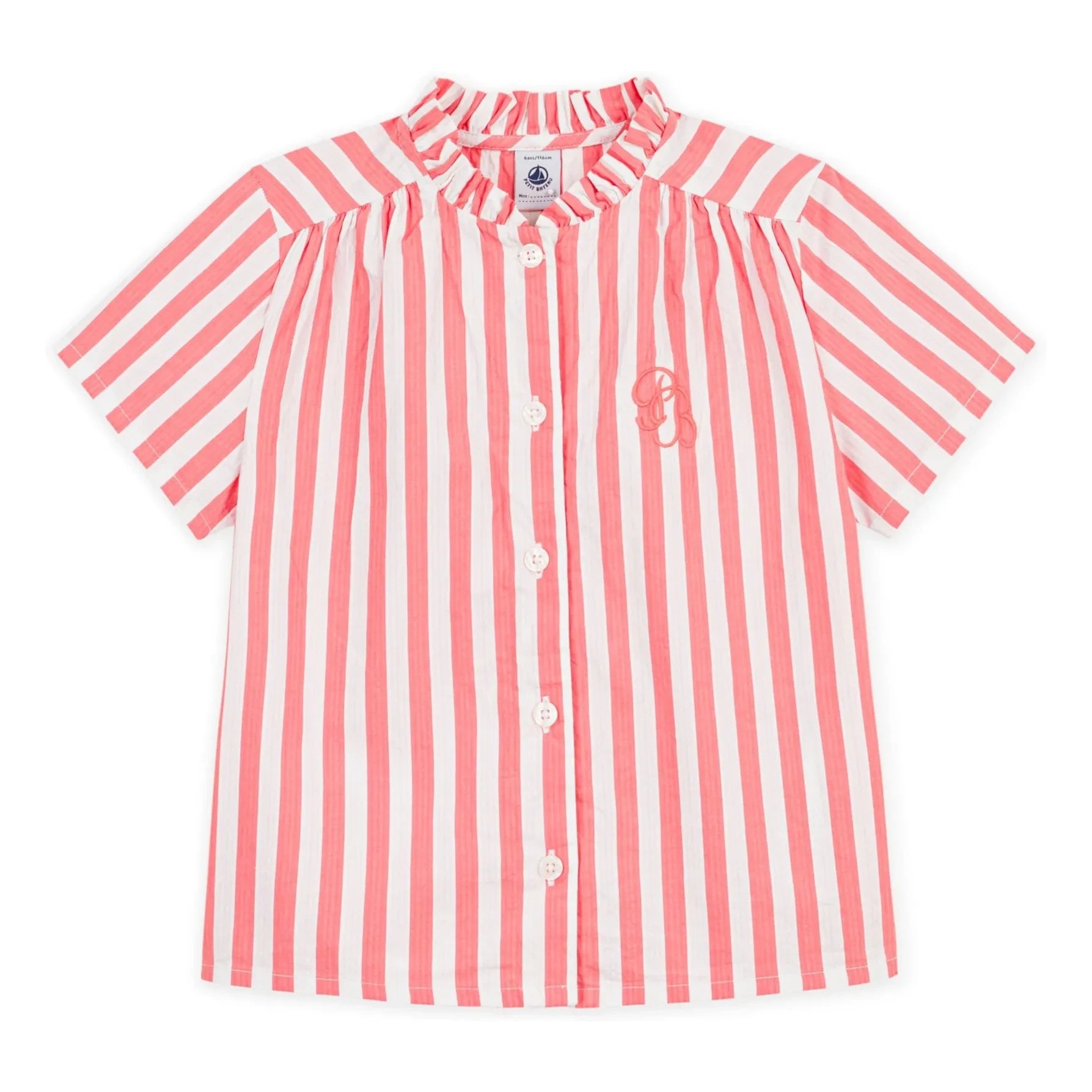 Petit Bateau - Blusa de algodón orgánico a rayas | Coral