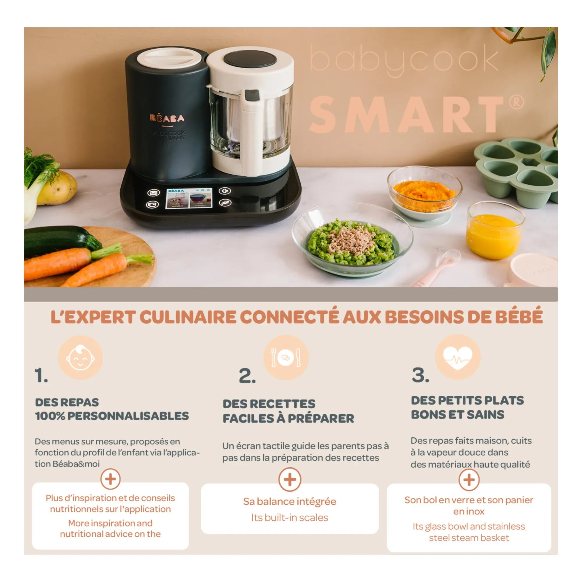 Béaba - Robot de cocina Babycook Smart | Gris carbón