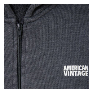 American Vintage - Sudadera Doven con cremallera | Carbón Veteado