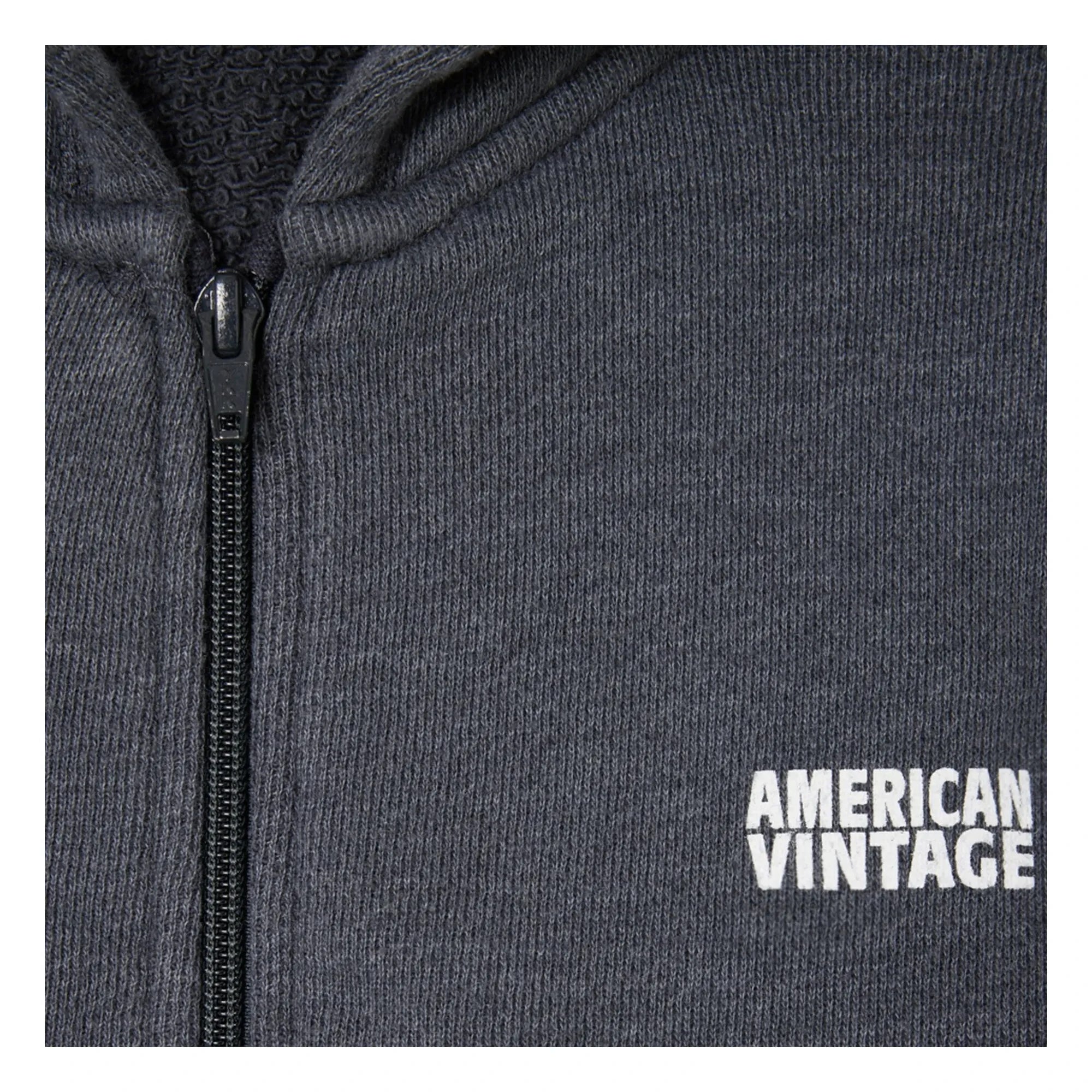 American Vintage - Sudadera Doven con cremallera | Carbón Veteado