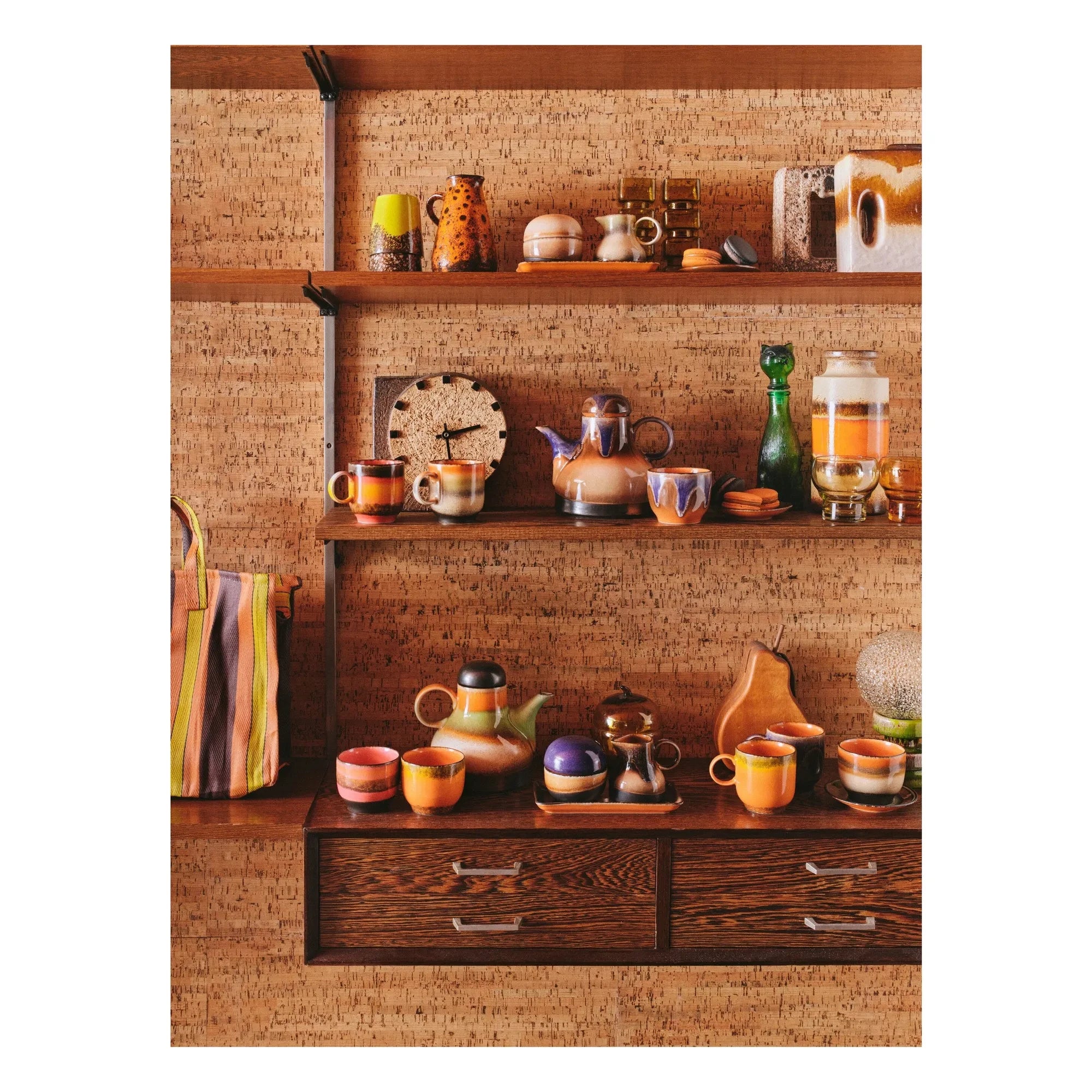 HKliving - Tazas de cerámica Brazil - Cerámica de los 70 - Set de 4