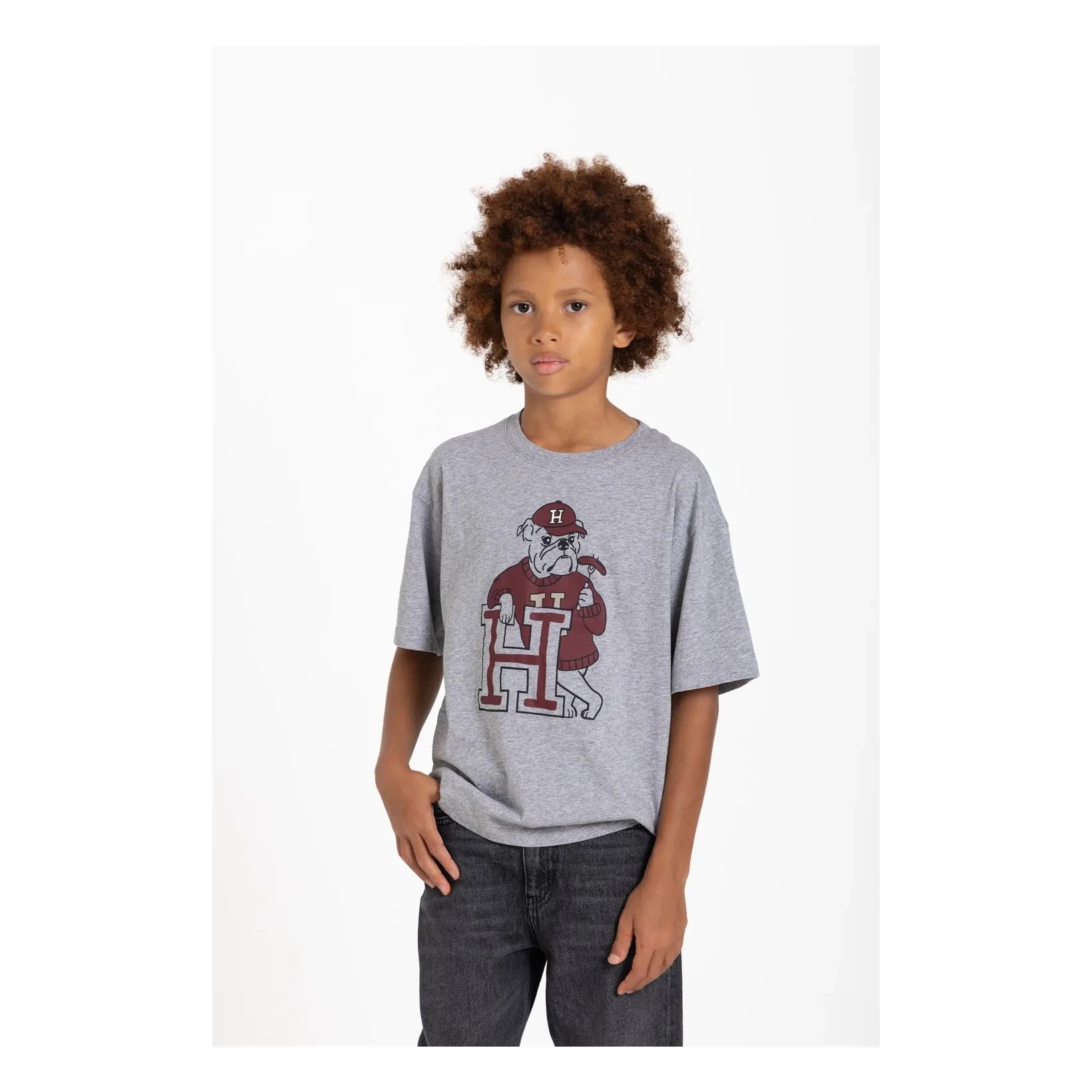 Hundred Pieces - Finn Bulldog Organik Pamuklu Tişört | Heather grey