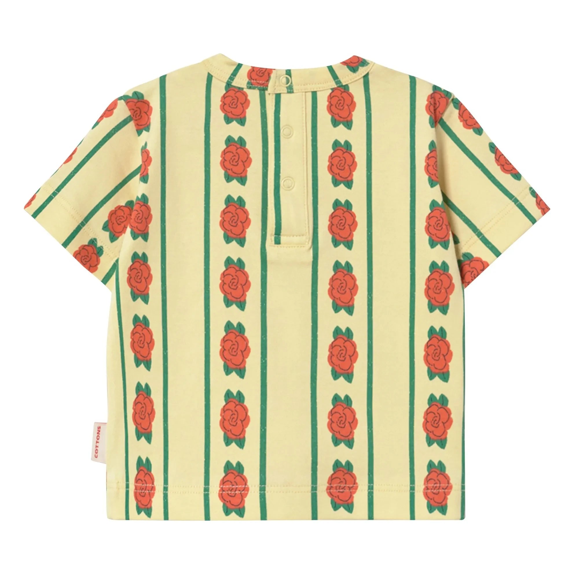 Tinycottons - Camiseta de Algodón Orgánico Rosas | Amarillo pálido