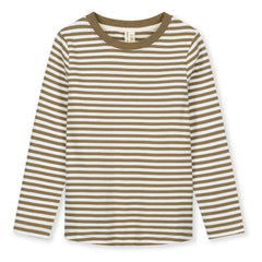 Gray Label - Camiseta de algodón orgánico a rayas | Caqui oscuro