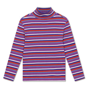 Repose AMS - Cuello cisne de algodón orgánico a rayas | Morado