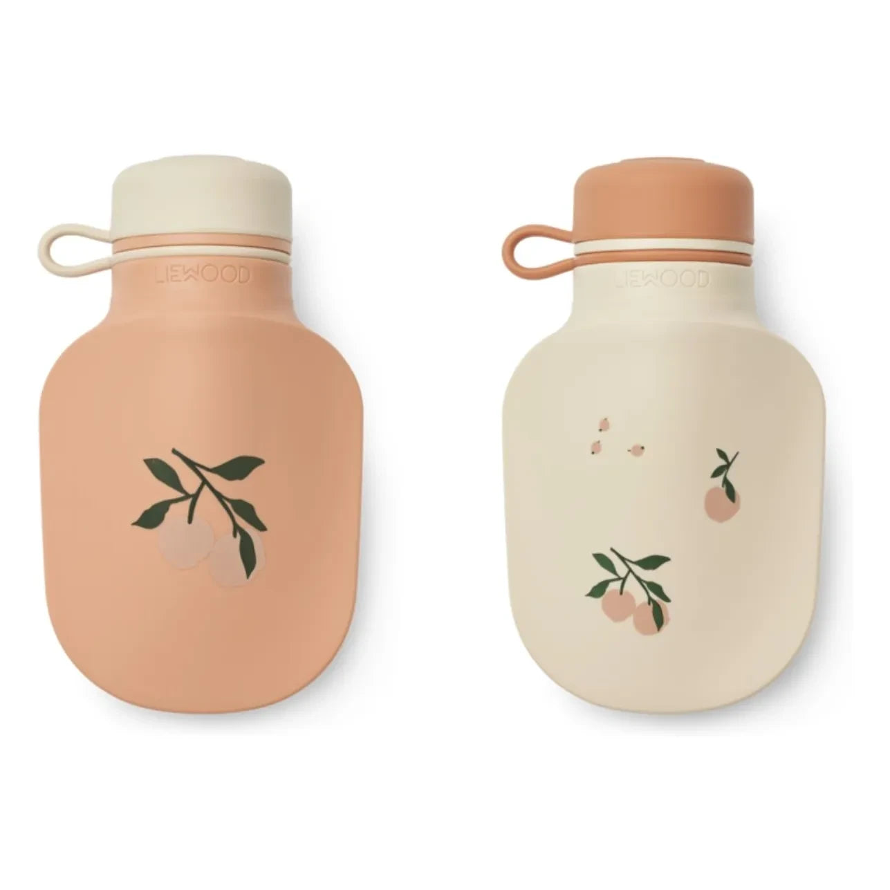 Liewood - Botella de silicona para batidos Lizzie - Set de 2 | Melocotón/Concha marina