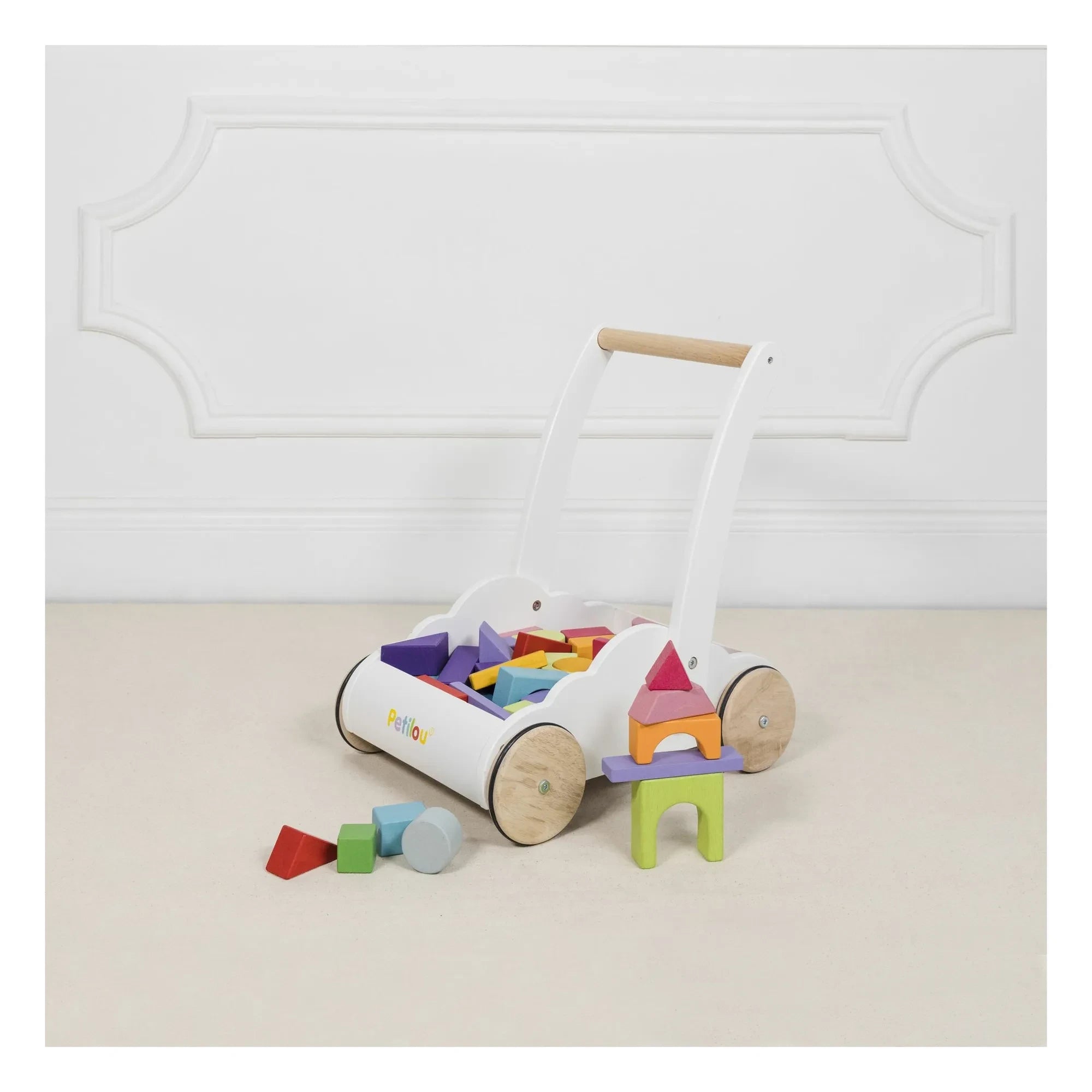 Le Toy Van - Carrito de bloques de madera Nuage | Blanco