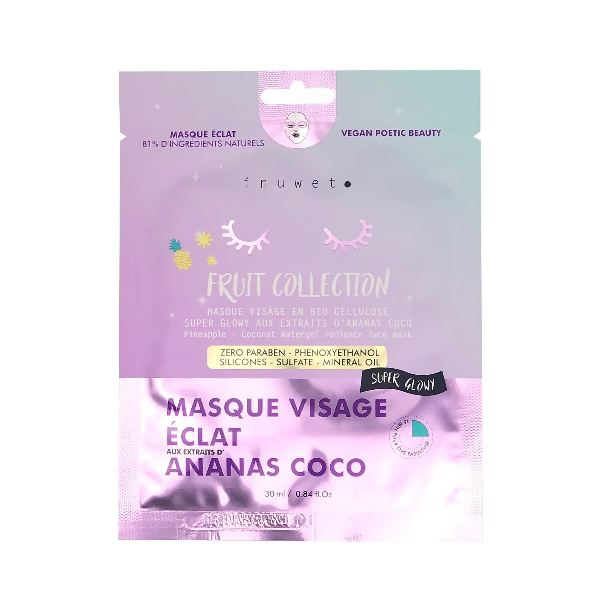 Inuwet - Mascarilla Facial Iluminadora Piña Coco