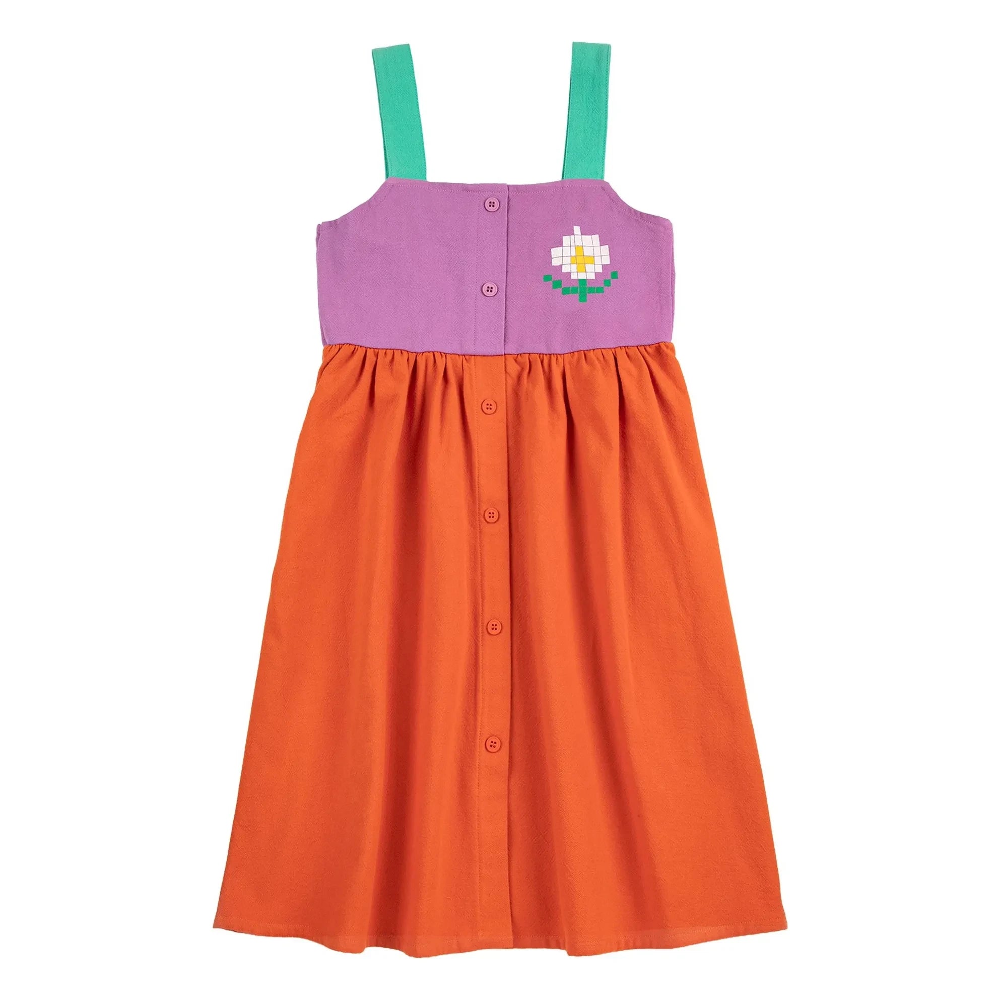 Bobo Choses - Vestido de algodón orgánico color block | Naranja