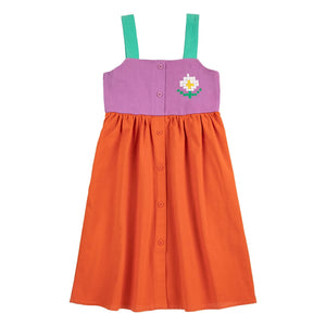 Bobo Choses - Vestido de algodón orgánico color block | Naranja