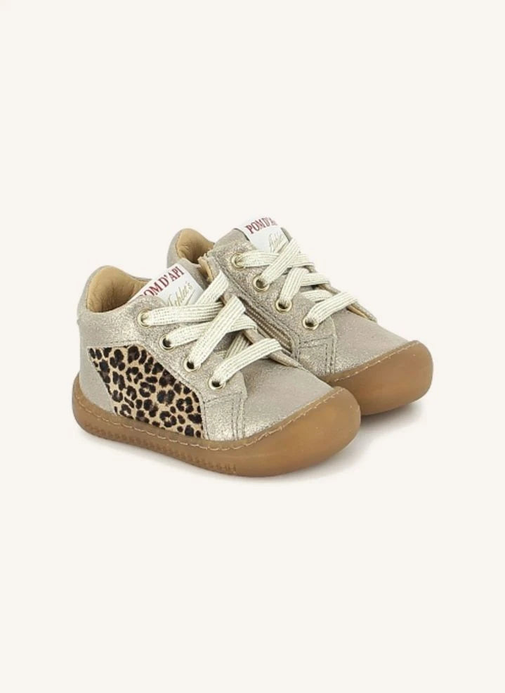 Pom d'Api - Yaka Yıldız Leopar Işıltılı Sneakers | Gümüş