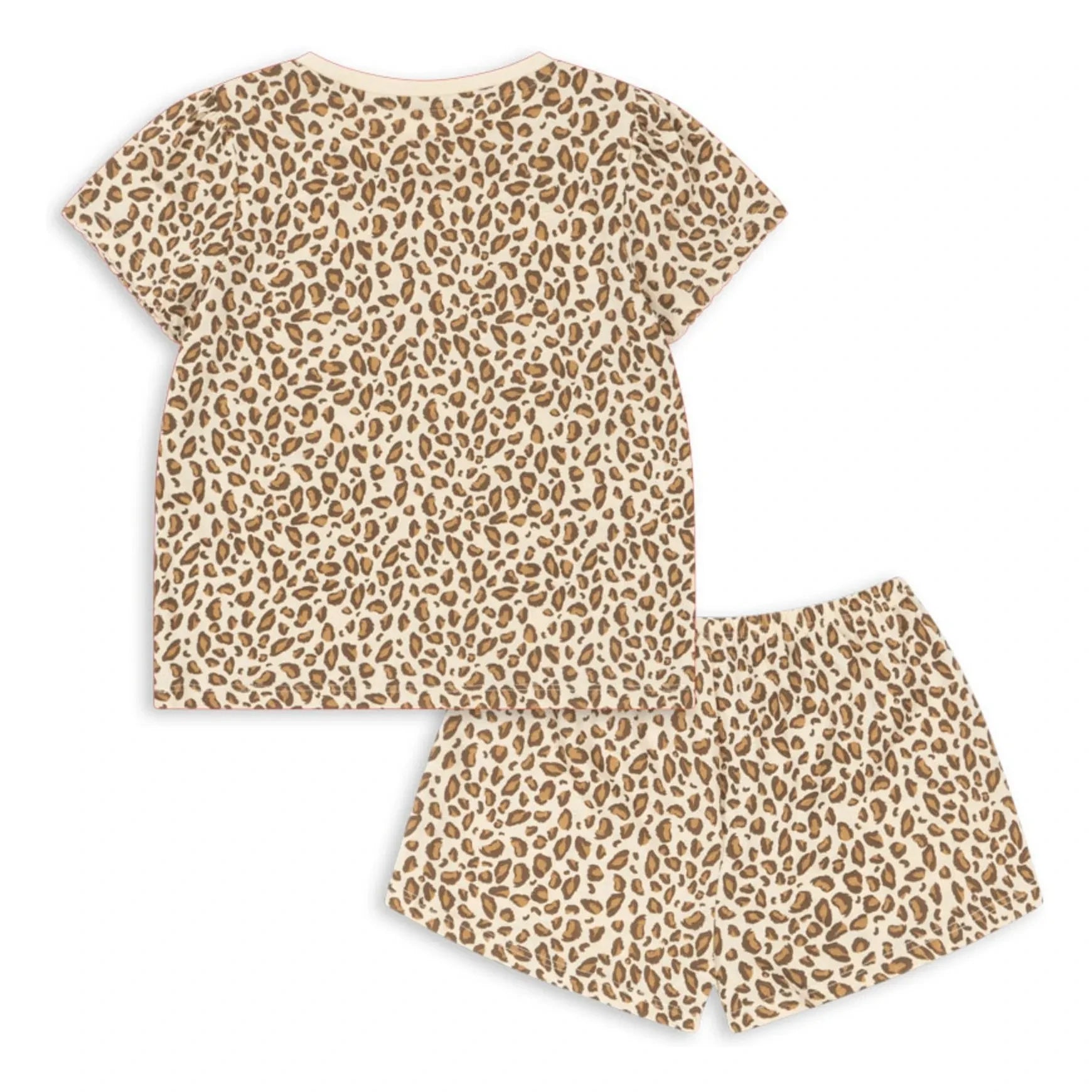 Konges Sløjd - Conjunto de camiseta y pantalón corto de algodón orgánico Famo Leopar | Beige