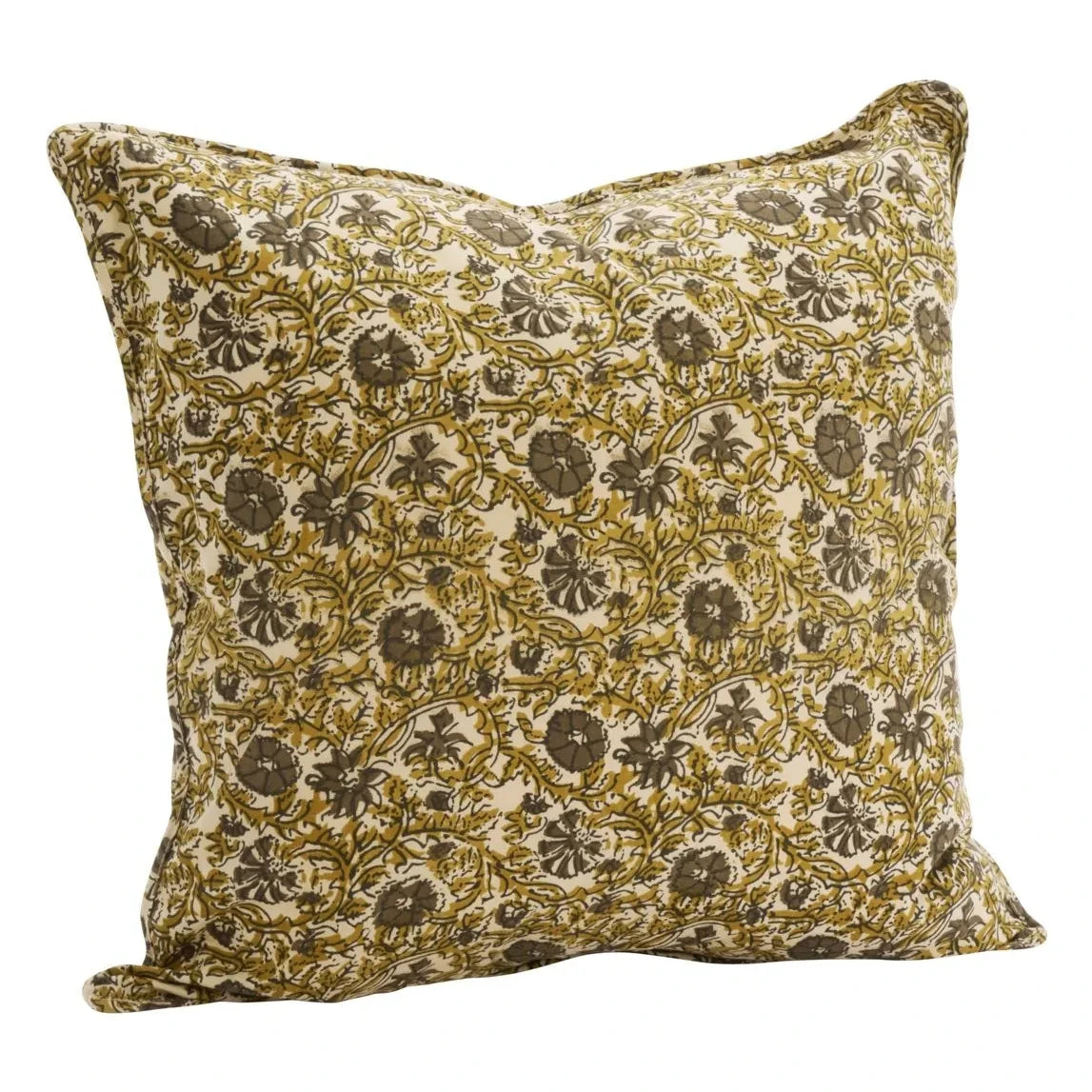 Madam Stoltz - Funda de almohada de algodón con estampado floral | Verde