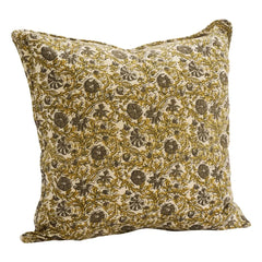 Madam Stoltz - Funda de almohada de algodón con estampado floral | Verde
