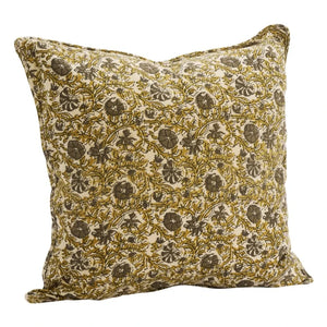 Madam Stoltz - Funda de almohada de algodón con estampado floral | Verde