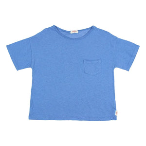 Búho - Camiseta con bolsillo de lino | Azul claro