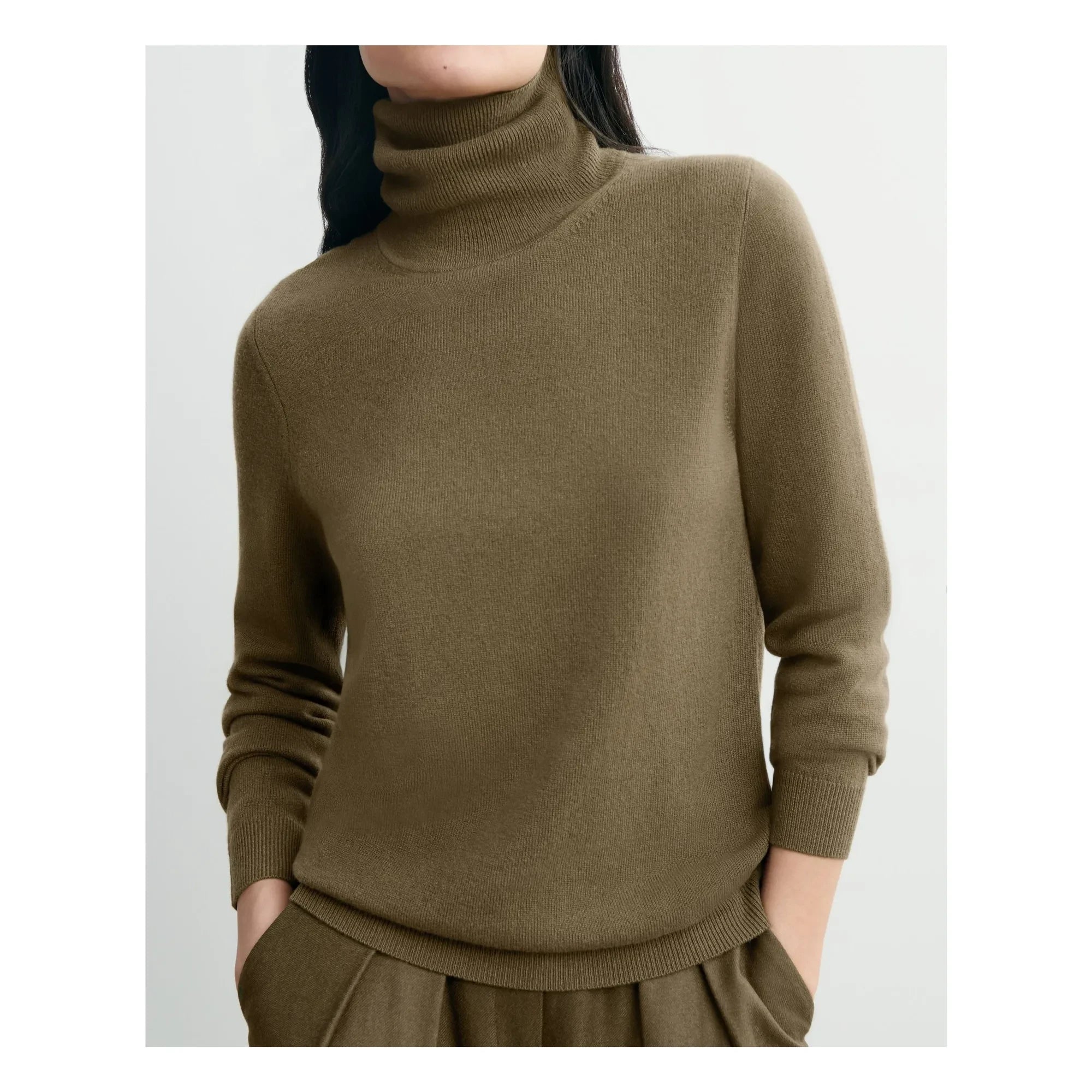 Bompard - Suéter Clásico de Cachemira de Cuello Alto | Beige