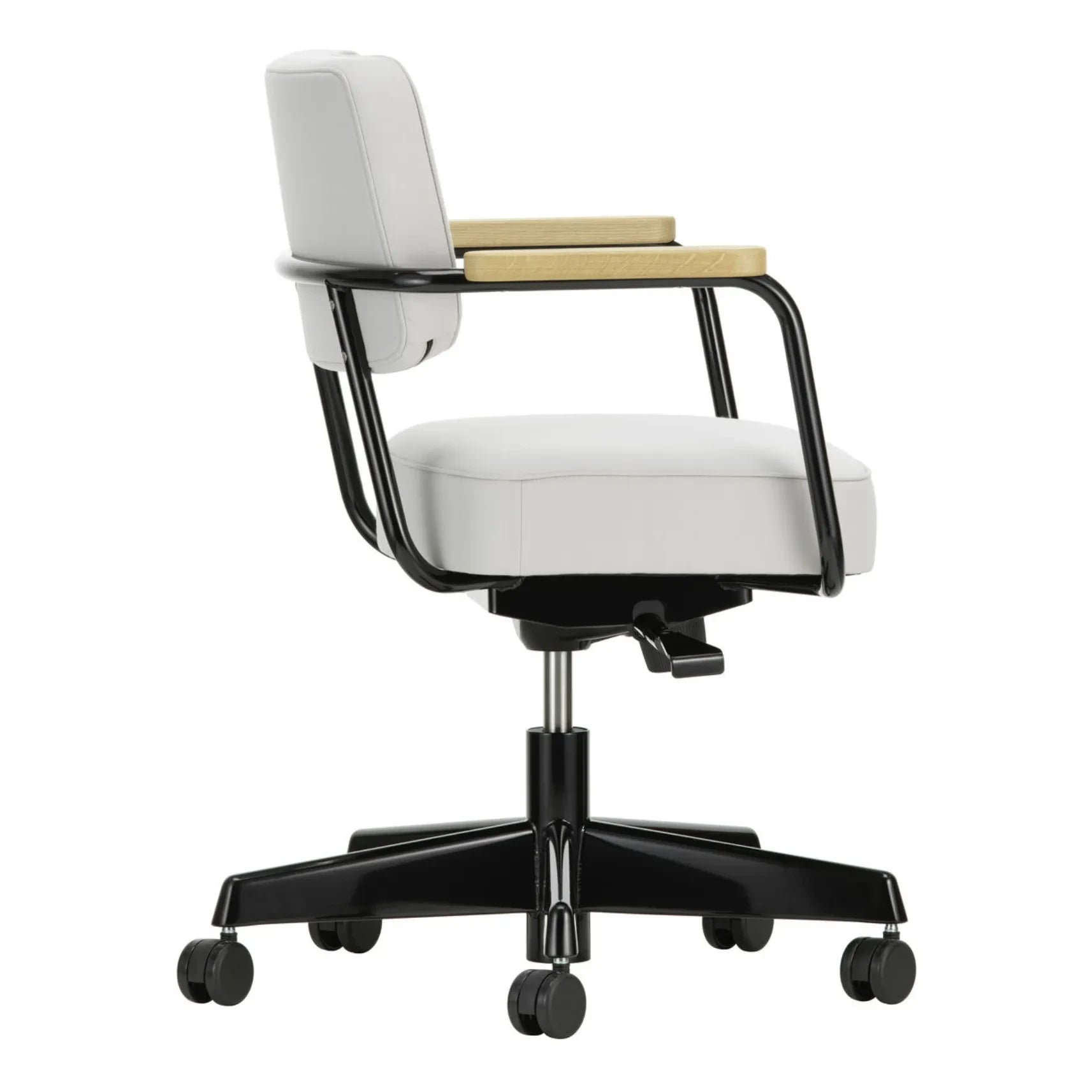 Vitra - Silla giratoria de oficina, base negra - Jean Prouvé | Gris perla