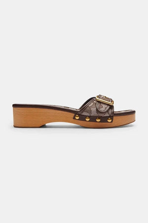 Coach Zapatillas de tacón bajo de piel Margot Signature Jacquard para mujer