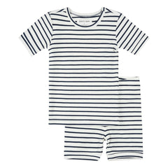 Petit Lem - Pijama corto de algodón orgánico acanalado y modal | Azul marino