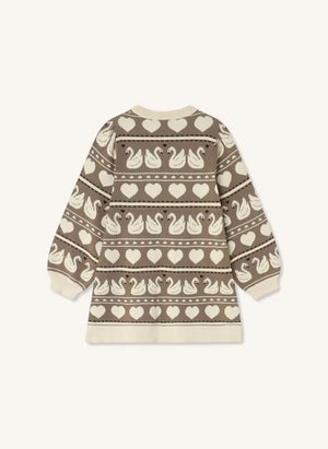 Fliink - Vestido de Tricot de Cisne Adorable, Algodón Orgánico | Ecru