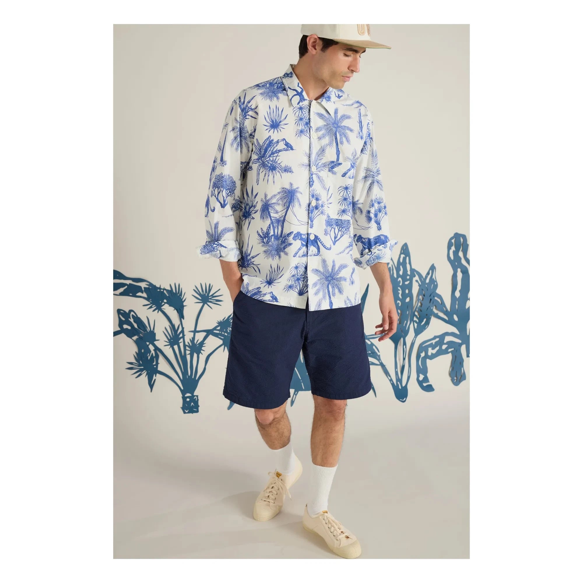 Universal Works - Camisa Camp Jungle Canvas | Blanco