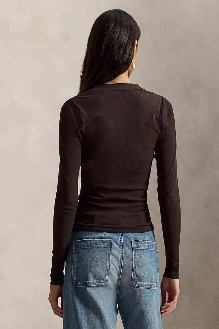 Blusa de mujer de algodón de manga larga Polo Ralph Lauren