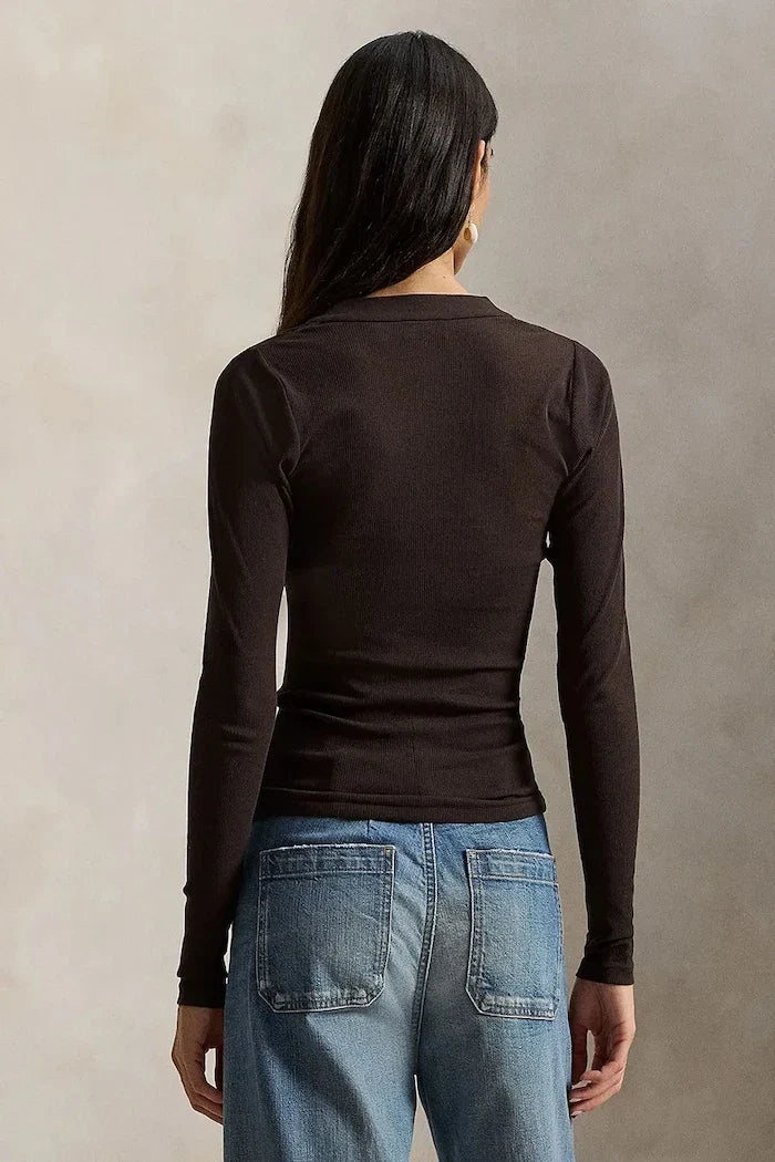 Blusa de mujer de algodón de manga larga Polo Ralph Lauren