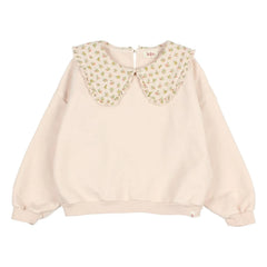Búho - Sudadera de algodón orgánico con cuello Claudine y estampado floral | Rosa claro
