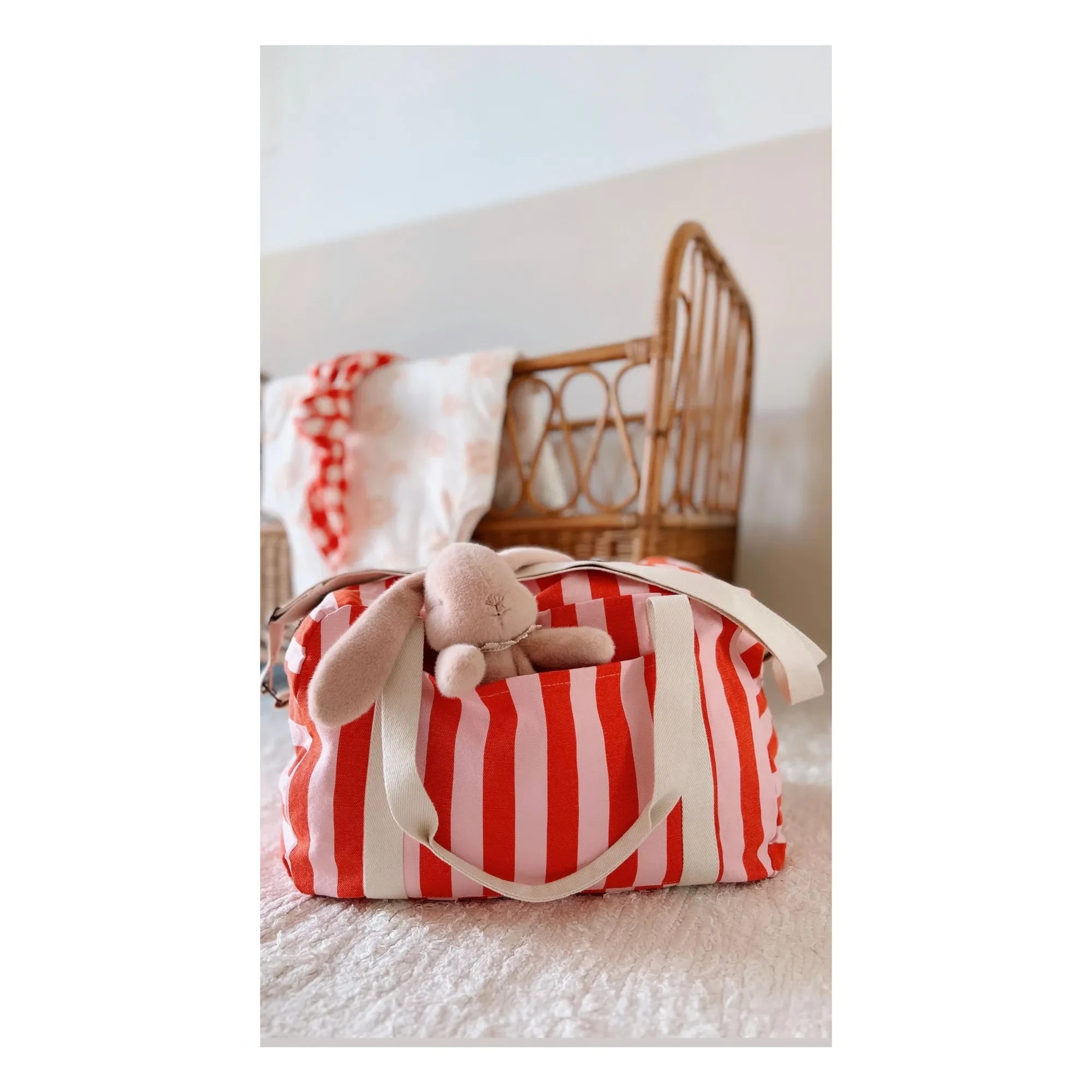 Rose in April - Bolso de maternidad con rayas de Raphaël | Rojo