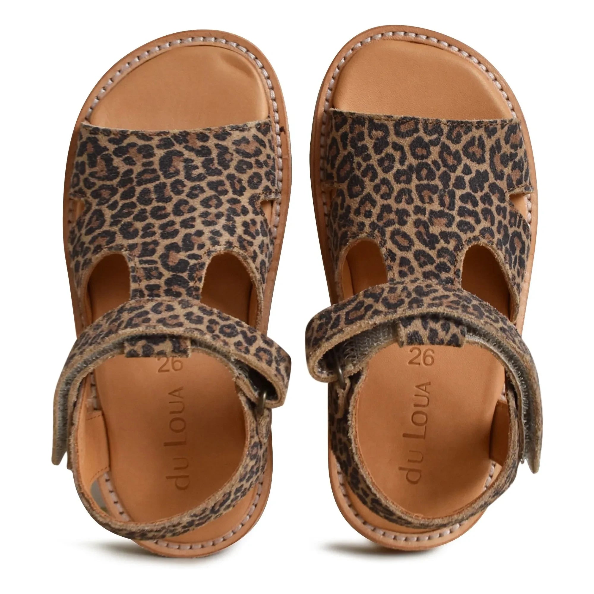 du Loua - Sandalias de ante con estampado de leopardo Du Alfie | Marrón