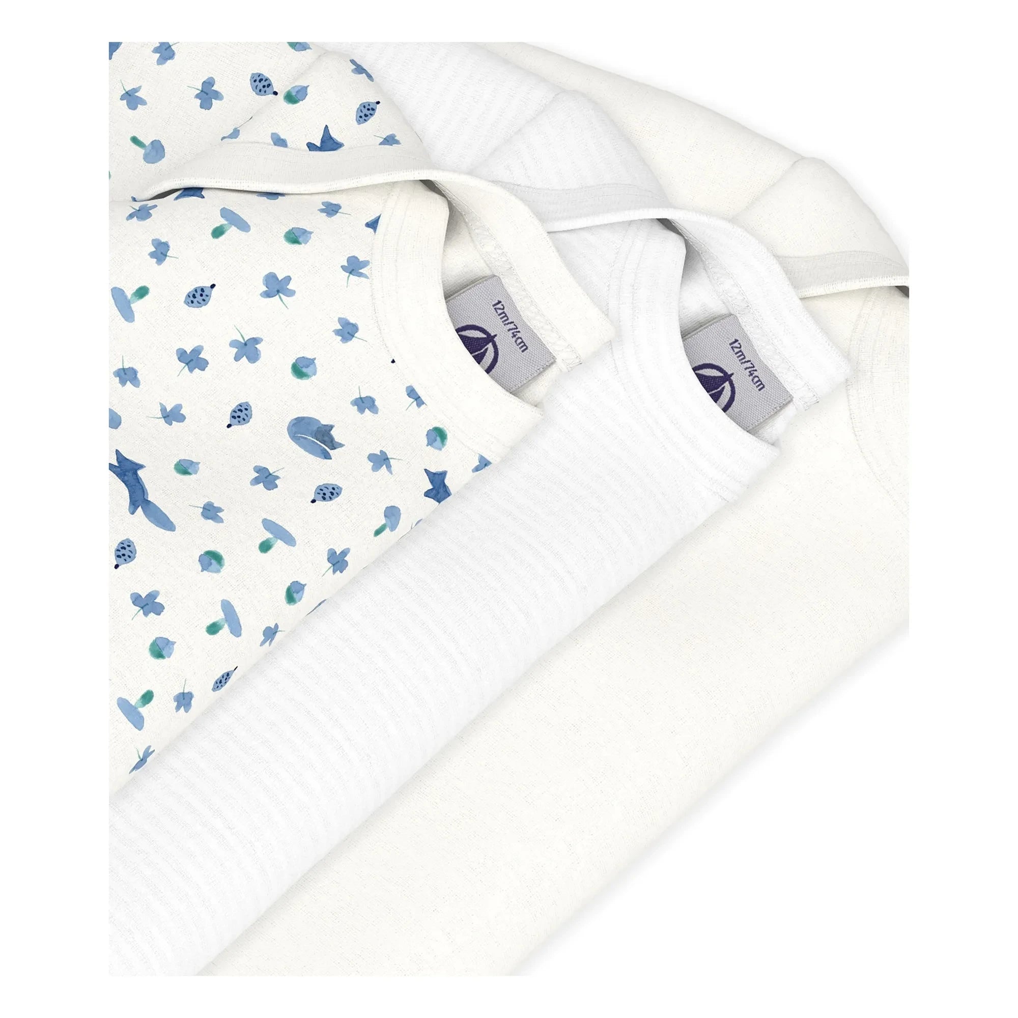 Petit Bateau - 3'lü Organik Pamuk Tilki Body Seti | Mavi