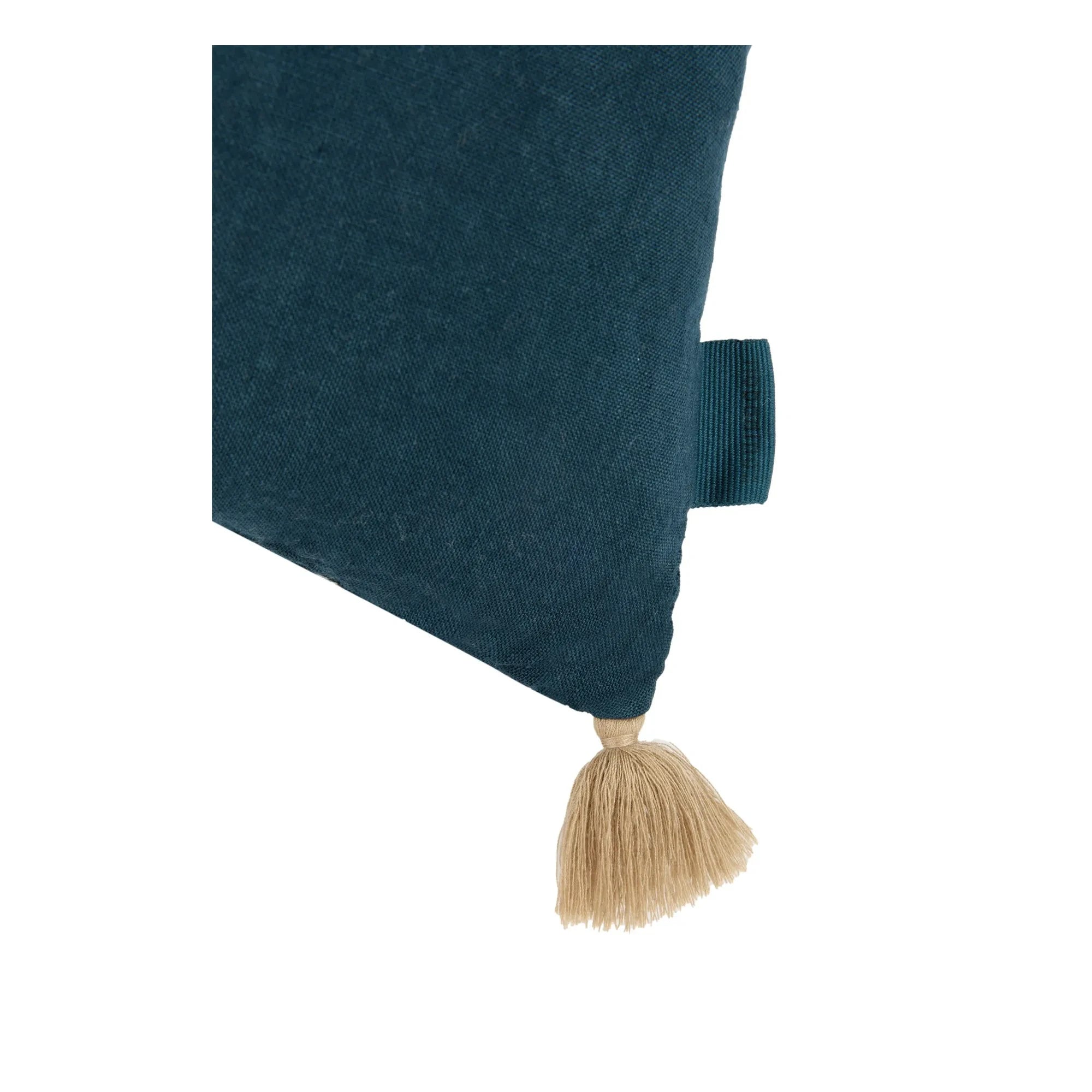 Nobodinoz - Cojín con borlas - Lino Francés | Azul